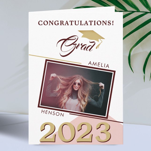 Modern Geometric Graduate Photo Graduation Card (Creator Uploaded)