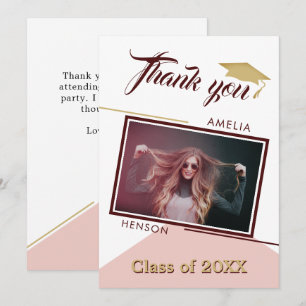 Modern Geometric Graduate Photo Graduation  Thank You Card