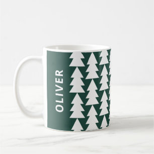 Modern geometric green family Christmas tree Coffee Mug