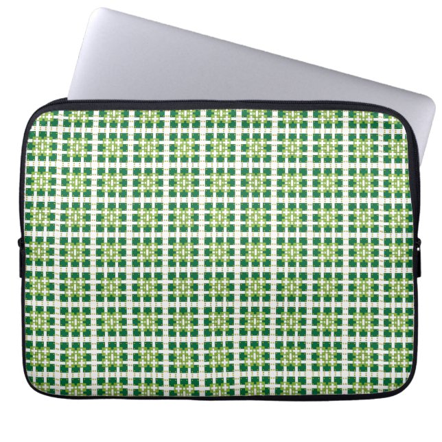 Modern geometric green Forest squares pattern Laptop Sleeve (Front)