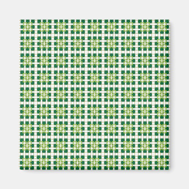 Modern geometric green Forest squares pattern Magnet (Front)