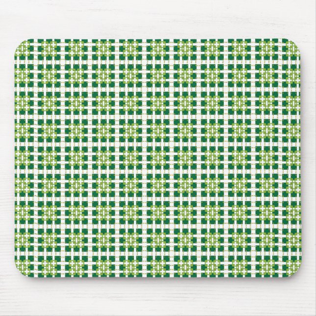 Modern geometric green Forest squares pattern Mouse Pad (Front)