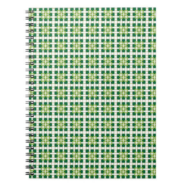 Modern geometric green Forest squares pattern Notebook (Front)