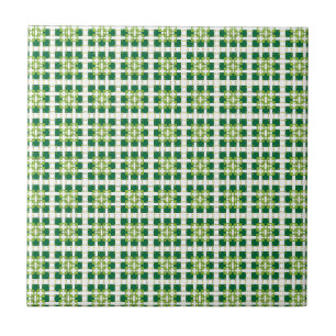 Modern geometric green Forest squares pattern Tile