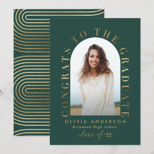 Modern geometric green gold photo arch graduation