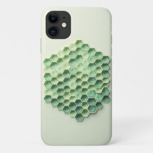 Modern Geometric Green Honeycomb Pattern - 3D Hexa iPhone 11 Case