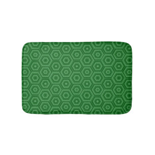 Modern Geometric Green Nested Hexagons Bath Mat