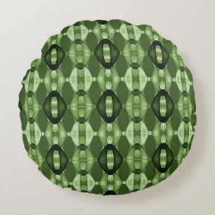 Modern geometric green pattern round cushion