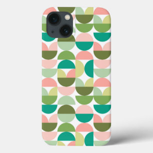 Modern Geometric Green & Peach iPhone 13 Case
