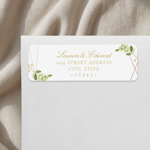 Modern Geometric Greenery Wedding Return Address Label