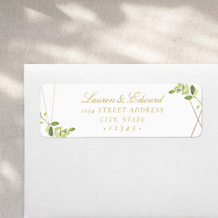 Modern Geometric Greenery Wedding Return Address Label