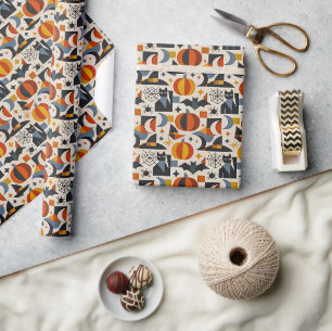 Modern Geometric Halloween Wrapping Paper