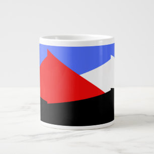 Modern Geometric Harlequin Pattern Red Blue Black Large Coffee Mug