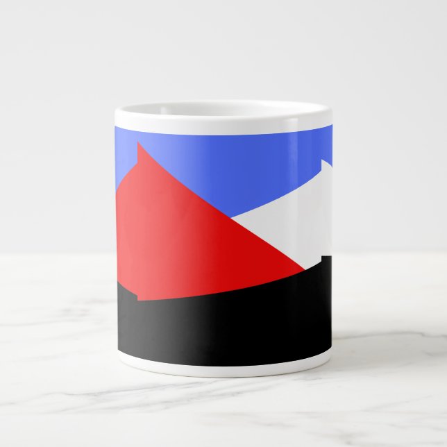 Modern Geometric Harlequin Pattern Red Blue Black Large Coffee Mug (Front)