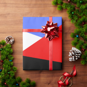 Modern Geometric Harlequin Pattern Red Blue Black Wrapping Paper