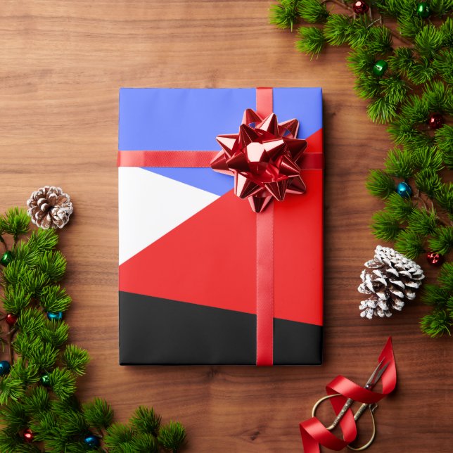 Modern Geometric Harlequin Pattern Red Blue Black Wrapping Paper (Holiday Gift)
