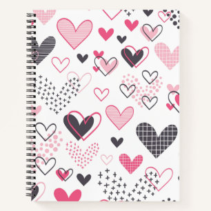 Modern Geometric Heart Pattern Notebook