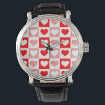 Modern Geometric Hearts Wrist Watch<br><div class="desc">Wear your heart on your sleeve—literally—with this stunning geometric heart-patterned wristwatch. Featuring a vibrant and modern design of interlocking red and pink hearts, this timepiece is the perfect fusion of contemporary art and functional elegance. Its bold yet sophisticated dial makes it a standout accessory that adds a romantic pop of...</div>