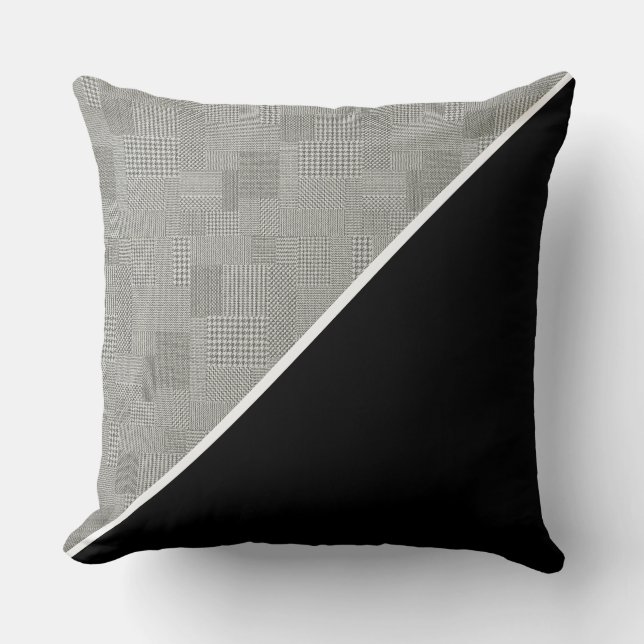 Modern Geometric Houndstooth Pattern Black white Cushion (Front)