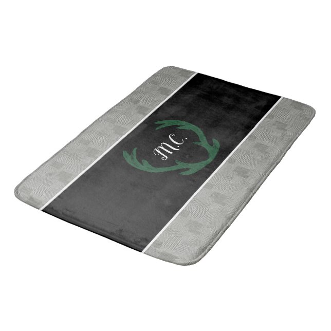 Modern Geometric Houndstooth Pattern Personalised Bath Mat (Angled)