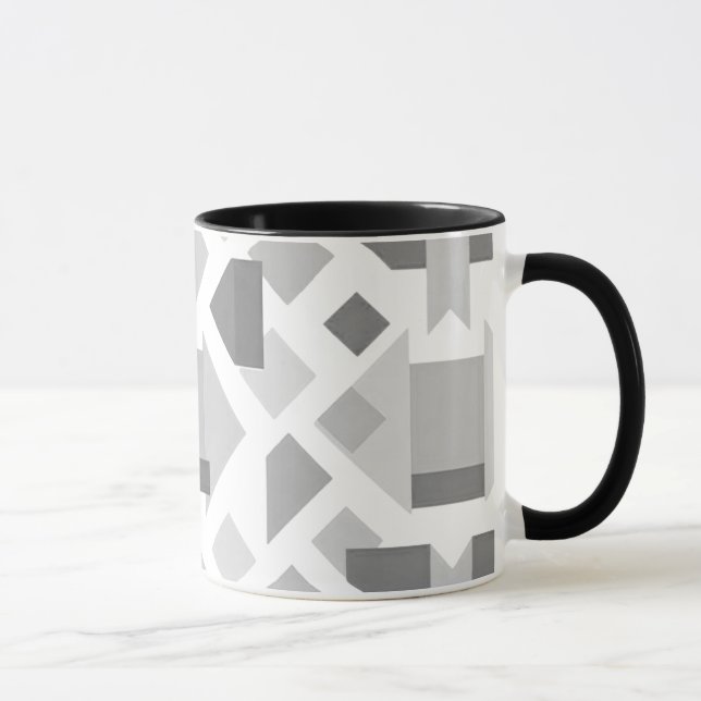 Modern geometric image with black shapes. mug (Right)