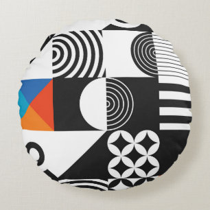 Modern geometric in scandinavian style round cushion