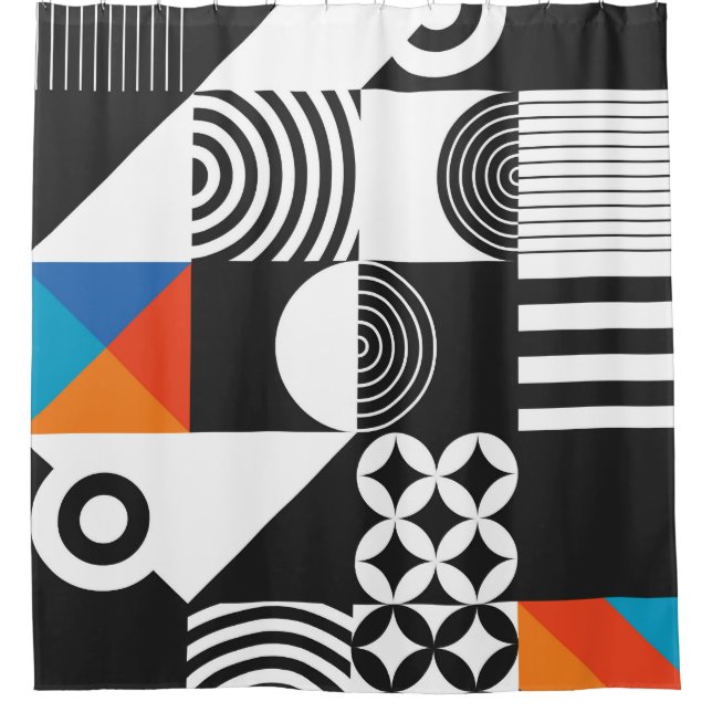 Modern geometric in scandinavian style shower curtain (Front)