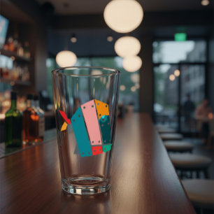 Modern Geometric Industrial Art Beer Glass