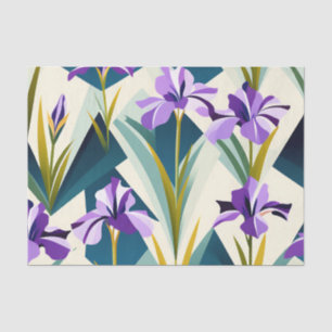 Modern Geometric Iris Flowers Tissue Paper