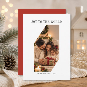 Modern Geometric Joy To The World Christmas Photo Holiday Card
