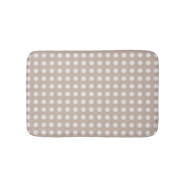 Modern Geometric Khaki Tan Floral Abstract Pattern Bath Mat (Front)