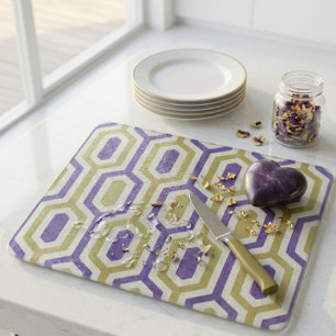 Modern Geometric Lavender & Gold Decorative Glass  Cutting Board
