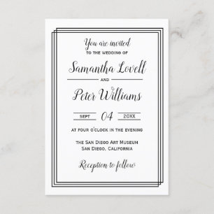 Modern Geometric Lines - 3x5 Wedding Invitation