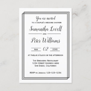 Modern Geometric Lines - 3x5 Wedding Shower Invite