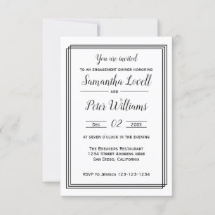 Modern Geometric Lines-3x5Engagement Dinner Invite