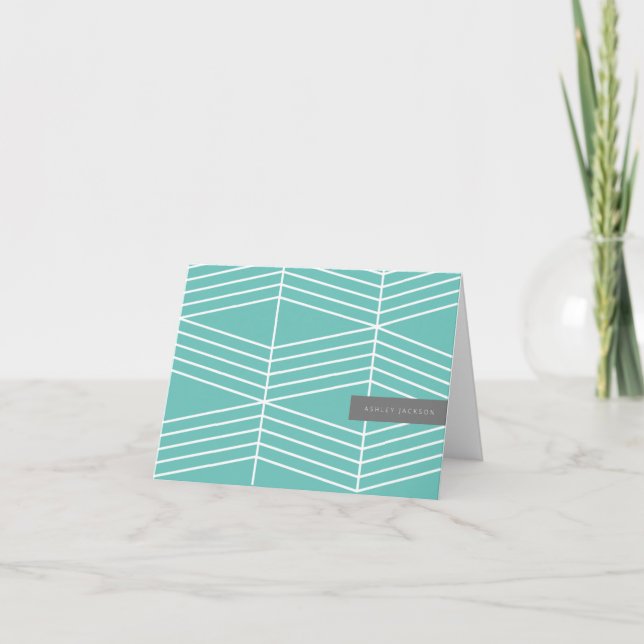 Modern Geometric Lines Note Card (Front)
