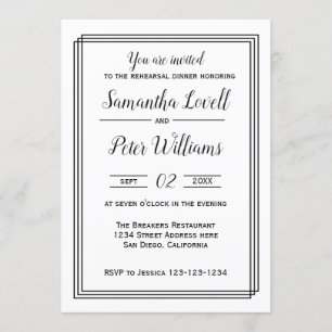 Modern Geometric Lines - Rehearsal Dinner Invite
