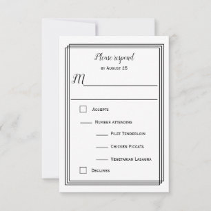 Modern Geometric Lines - RSVP with Dinner Choice Invitation