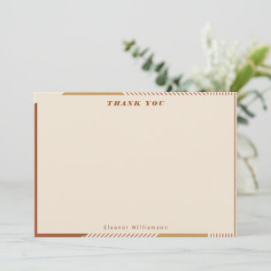 Modern Geometric Lines Terracotta Personalised Thank You Card
