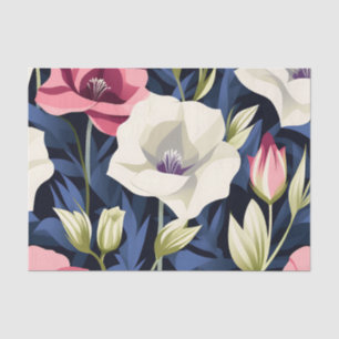 Modern Geometric Lisianthus Flower Pattern Tissue Paper