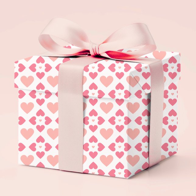 Modern Geometric Love Heart Floral Pink Peach Wrapping Paper (Creator Uploaded)