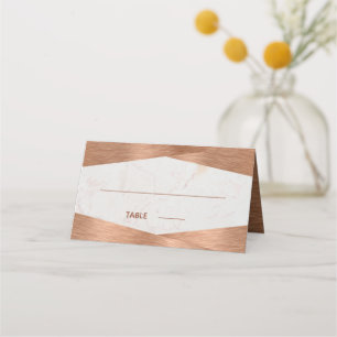 Modern Geometric Marble Copper Calligraphy Wedding Place Card