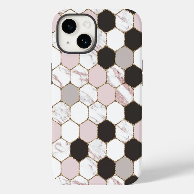 Modern Geometric Marble Hexagon Pattern Case-Mate iPhone Case (Back)