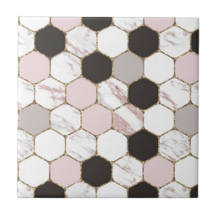 Modern Geometric Marble Hexagon Pattern Ceramic Tile