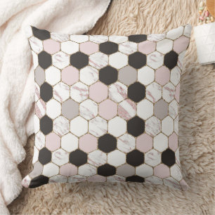 Modern Geometric Marble Hexagon Pattern Cushion