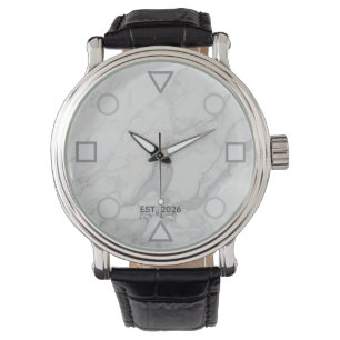 Modern Geometric Marble Personalised Watch