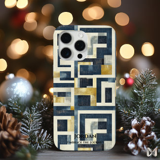 Modern Geometric Maze – Textured Elegance iPhone 15 Pro Max Case