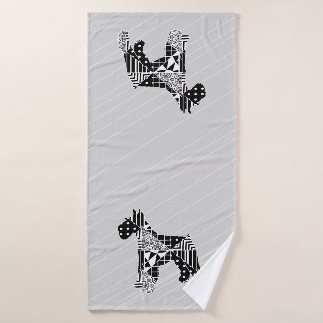 Modern Geometric Miniature Schnauzer Bath Towel Set (Bath Towel)