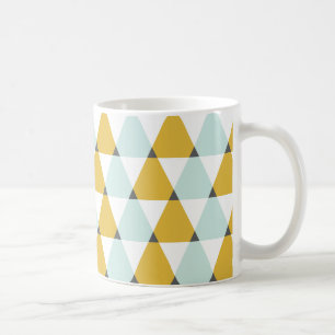 Modern Geometric Mint Yellow Triangles Pattern Coffee Mug