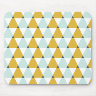 Modern Geometric Mint Yellow Triangles Pattern Mouse Pad